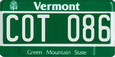 VT license plate COT086