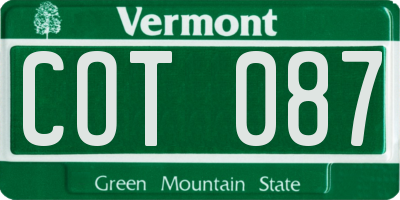 VT license plate COT087