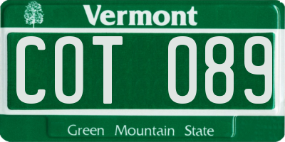 VT license plate COT089