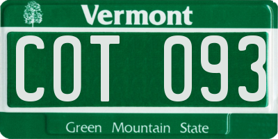 VT license plate COT093