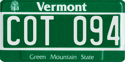 VT license plate COT094