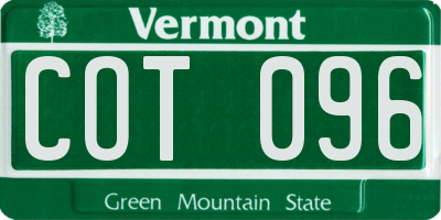 VT license plate COT096