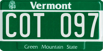 VT license plate COT097