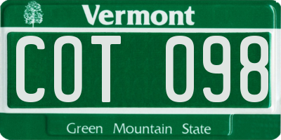 VT license plate COT098