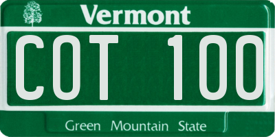 VT license plate COT100