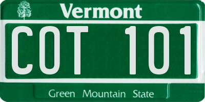 VT license plate COT101