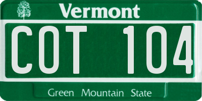 VT license plate COT104