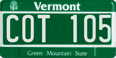VT license plate COT105