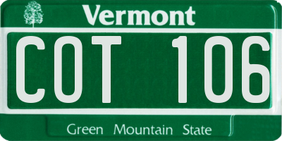VT license plate COT106