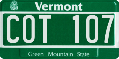 VT license plate COT107