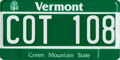 VT license plate COT108