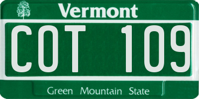 VT license plate COT109