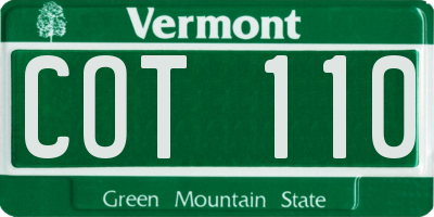 VT license plate COT110
