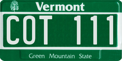 VT license plate COT111