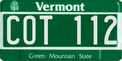 VT license plate COT112