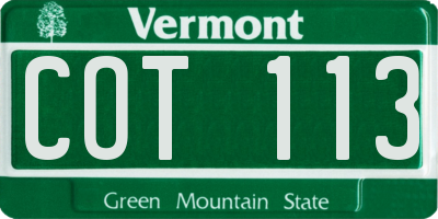VT license plate COT113