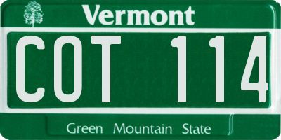 VT license plate COT114