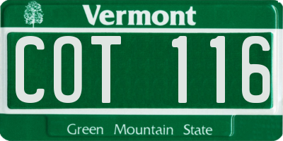 VT license plate COT116