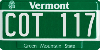VT license plate COT117