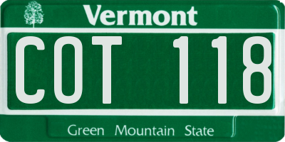 VT license plate COT118
