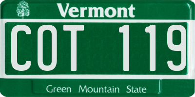 VT license plate COT119