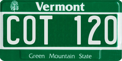 VT license plate COT120