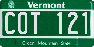 VT license plate COT121