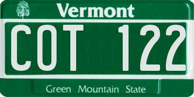 VT license plate COT122