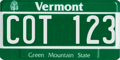 VT license plate COT123