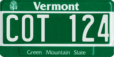 VT license plate COT124
