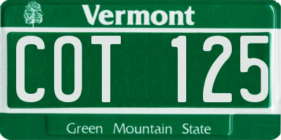 VT license plate COT125