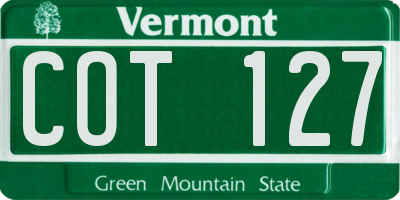 VT license plate COT127