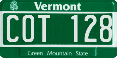 VT license plate COT128