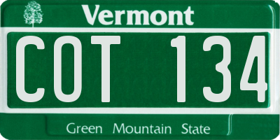 VT license plate COT134