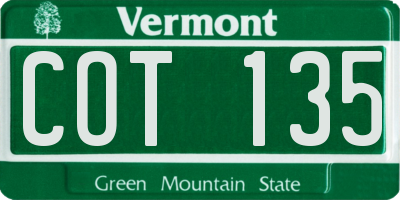 VT license plate COT135