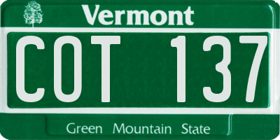 VT license plate COT137