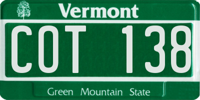 VT license plate COT138