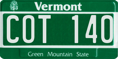 VT license plate COT140