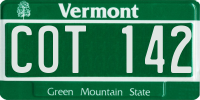 VT license plate COT142