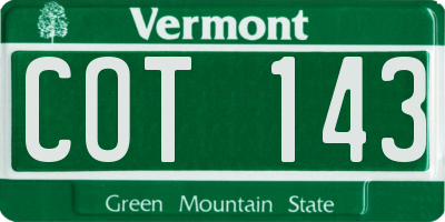VT license plate COT143
