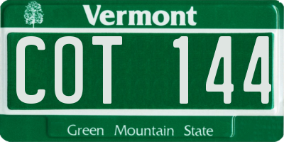 VT license plate COT144