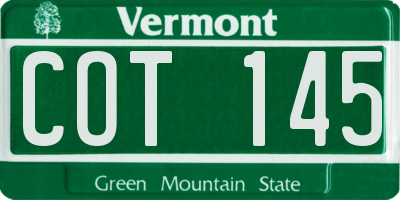 VT license plate COT145