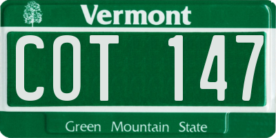 VT license plate COT147