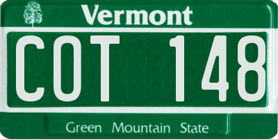 VT license plate COT148