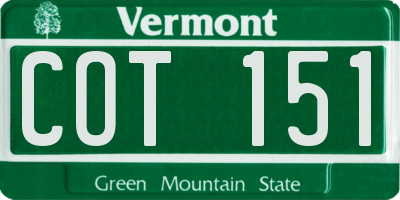 VT license plate COT151