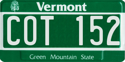 VT license plate COT152
