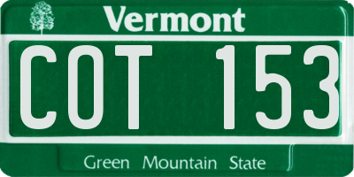 VT license plate COT153