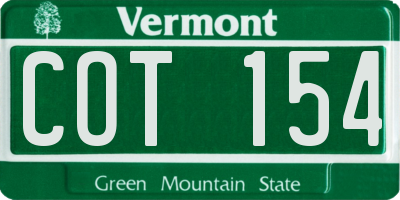 VT license plate COT154