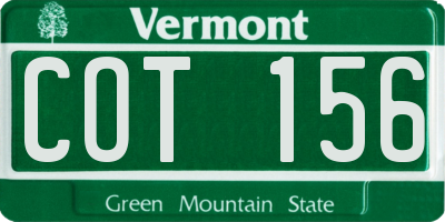 VT license plate COT156
