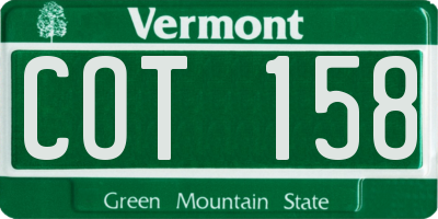 VT license plate COT158